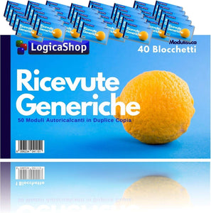 LogicaShop Blocchi Ricevuta Generica in Duplice Copia, Blocchetto Libretti Ricevute Generiche, Blocchetti Autoricalcanti per Pagamento Associazione, Ricevutario ASD Sportive