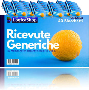 LogicaShop ® Generische Duplikat-Quittungsblöcke, generische Quittungshefte, sich selbst neu berechnende Blöcke für Vereinszahlungen, ASD-Sport-Quittungsbuch