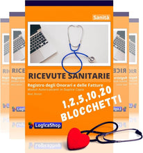 Carica l&#39;immagine nel visualizzatore di Gallery, LogicaShop ® Blocco Ricevute Sanitare Non Numerate Libretti Fatture Sanitarie Blocchi Regime Forfettario Bollettario Blocchetti Ricevuta Sanitaria Bollettari Fatturario Parcelle
