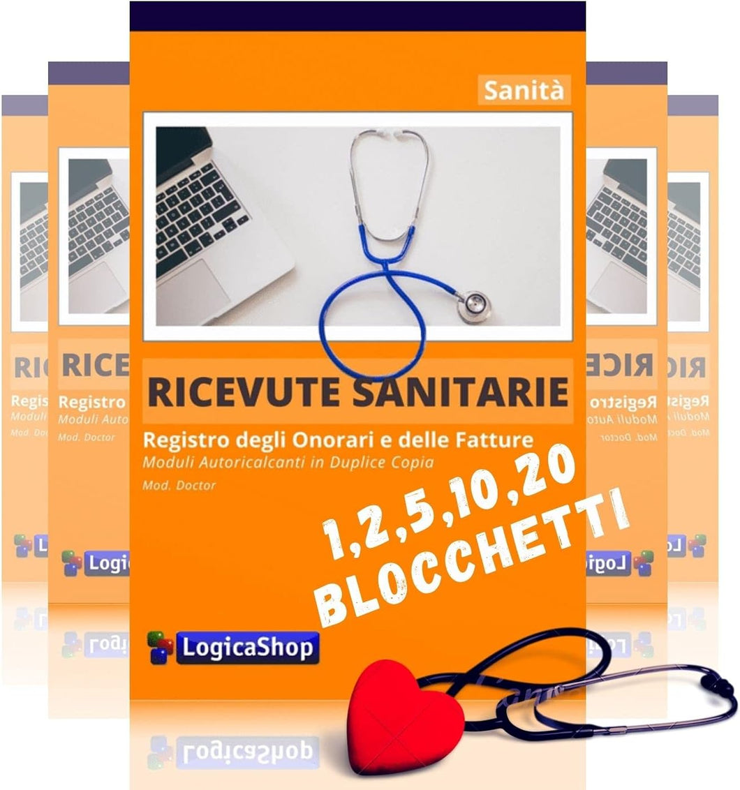 LogicaShop ® Blocco Ricevute Sanitare Non Numerate Libretti Fatture Sanitarie Blocchi Regime Forfettario Bollettario Blocchetti Ricevuta Sanitaria Bollettari Fatturario Parcelle