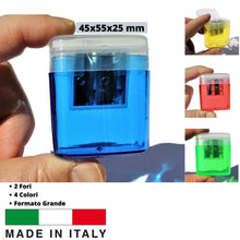 Cargar imagen en el visor de la galería, LogicaShop B-Sharpy Temperino con Serbatoio Piccolo per Destrimani, Temperamatite per Bambini Doppio Foro, Temperamatita per Matita Occhi Colorato, Temperino 2 Fori con Contenitore (Assortiti)
