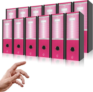 LogicaShop ® UBOX-SET, 12 A4-Ringbücher mit Etui – Aktenordner, Büroarchiv, Dox-Hebelschreiber (Rücken 8, kommerziell 32 cm, 9 Farben)