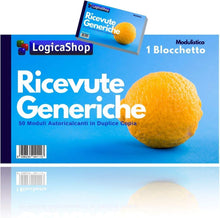 Carica l&#39;immagine nel visualizzatore di Gallery, LogicaShop Blocchi Ricevuta Generica in Duplice Copia, Blocchetto Libretti Ricevute Generiche, Blocchetti Autoricalcanti per Pagamento Associazione, Ricevutario ASD Sportive
