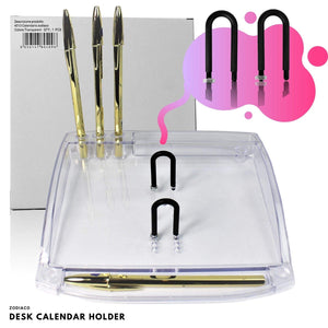 LogicaShop Porta Calendario Giornaliero Perpetuo Piccolo da Tavolo con Portapenne Base Planner Agenda con Anelli - Almanacco Agenda Organizer Planning Scrivania Ufficio Settimanale Appuntamenti