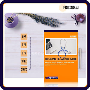 LogicaShop ® Blocco Ricevute Sanitare Non Numerate Libretti Fatture Sanitarie Blocchi Regime Forfettario Bollettario Blocchetti Ricevuta Sanitaria Bollettari Fatturario Parcelle