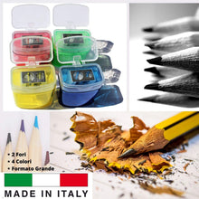 Cargar imagen en el visor de la galería, LogicaShop B-Sharpy Temperino con Serbatoio Piccolo per Destrimani, Temperamatite per Bambini Doppio Foro, Temperamatita per Matita Occhi Colorato, Temperino 2 Fori con Contenitore (Assortiti)
