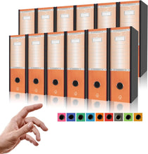 Load image into Gallery viewer, LogicaShop ® UBOX SET 12 A4 RING BINDERS WITH CASE – FILE FILE FILE FOLDER OFFICE ARCHIVES – DOX LEVER RECORDERS (Spine 8, Commercial 32cm, 9 Colours)
