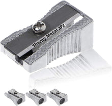 Carica l&#39;immagine nel visualizzatore di Gallery, LogicaShop Sharpy Metal Temperino Piccolo Classico Alluminio e Acciaio - Temperamatite metallo 1 foro Per Matite Kawai, Bambini Scuola e Trucco Matita Occhi
