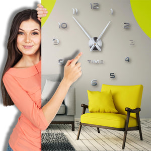 LogicaShop ® WallClock Large Wall Clock with DIY Adhesive Numbers and Hands, Silent and Easy to Assemble, Diameter 60-130 cm, Modern 3D Design, Home and Office