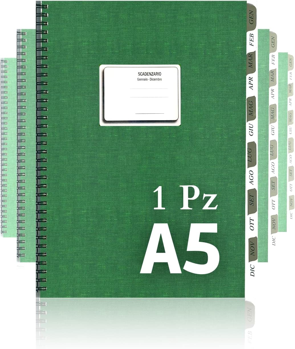 LogicaShop® Monatsplan 12 Monate, A5-Plan, Zahlungsnotizbuch, Jährliches Empfangsplanregister, Büro-Rechnungsplan