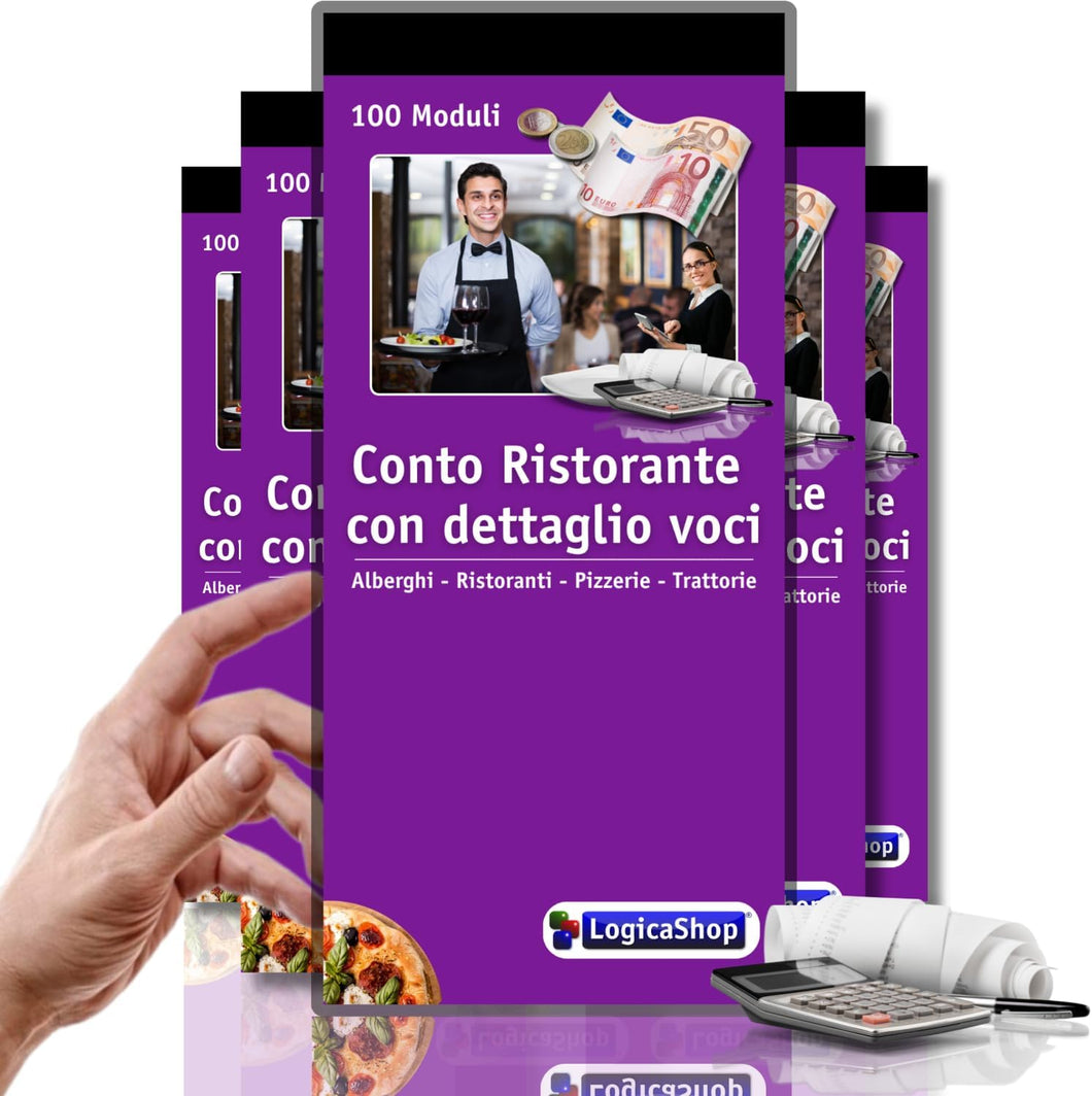 LogicaShop ® Blocco Conto Ordini Ristorante con Dettaglio Voci - Ricevuta Pizzeria Trattoria