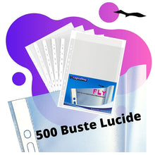 Charger l&#39;image dans la galerie, LogicaShop Fly Buste Forate Trasparenti per Raccoglitori ad Anelli A4, Cartelline Plastica (Lucide, 500 Pezzi)

