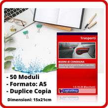 Charger l&#39;image dans la galerie, LogicaShop Blocchi Buoni di Consegna Moduli in Duplice Copia, Blocchetti Autoricalcanti, Libretto Ricevute Ufficio 2 Copie Formato A5-21x15cm
