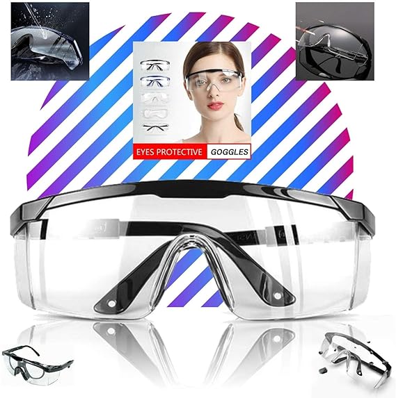 LogicaShop SafEye1 - Occhiali Protettivi Sanitari Virus Antiappannamento Certificati CE EN166 Sopra Protezione Occhi Chimica Trasparenti Compatibile Lavoro Laboratorio Chimico Uomo Donna