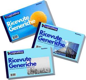 LogicaShop Blocchi Ricevuta Generica in Duplice Copia, Blocchetto Libretti Ricevute Generiche, Blocchetti Autoricalcanti per Pagamento Associazione, Ricevutario ASD Sportive