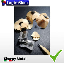 Cargar imagen en el visor de la galería, LogicaShop ® Sharpy Metal Temperino Piccolo Classico Alluminio e Acciaio - Temperamatite metallo 1 foro Per Matite Kawai, Bambini Scuola e Trucco Matita Occhi
