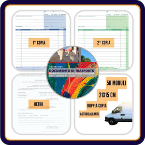 LogicaShop ® Speedy-DDT Transport-Dokumentenblock, A5-Format, 21 x 15 cm, Doppelkopie-Formulare – DDT-Block 50 x 2 – selbstzeichnende Blöcke für den Transport in Doppelkopien