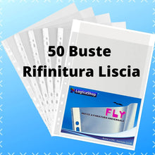 Load image into Gallery viewer, LogicaShop Fly Buste Forate Trasparenti per Raccoglitori ad Anelli A4, Cartelline Plastica (Lucide, 50 Pezzi)
