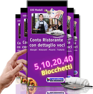 LogicaShop ® Blocco Conto Ordini Ristorante con Dettaglio Voci - Ricevuta Pizzeria Trattoria