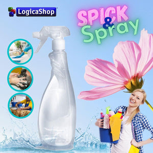 LogicaShop ® Spick &amp; Spray - Empty Transparent Plastic Nebulizer Sprayer for Professional Use, Spray Bottle, Sprayer for Hairdressers, Plants, Cleaning (750 ml)