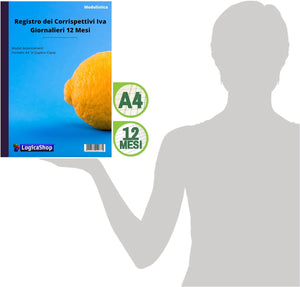 LogicaShop Registro dei Corrispettivi Iva Giornalieri 12 Mesi, Libro Giornale Contabile in Duplice Copia, Blocco Autoricalcante Formato A4, Registri Contabilità Entrate Uscite