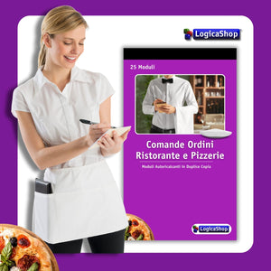 LogicaShop® Restaurant Pizzeria Order Pads with 25 Duplicate Forms - 25x2 Self-Upsetting Pads 17x10cm