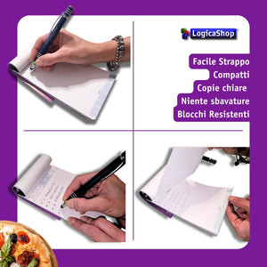 LogicaShop® Restaurant Pizzeria Order Pads with 25 Duplicate Forms - 25x2 Self-Upsetting Pads 17x10cm