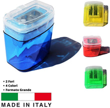 Carica l&#39;immagine nel visualizzatore di Gallery, LogicaShop B-Sharpy Temperino con Serbatoio Piccolo per Destrimani, Temperamatite per Bambini Doppio Foro, Temperamatita per Matita Occhi Colorato, Temperino 2 Fori con Contenitore
