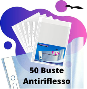 LogicaShop ® Fly Buste Forate Trasparenti Antiriflesso per Raccoglitore ad Anelli A4, Cartelline di Plastica con fori