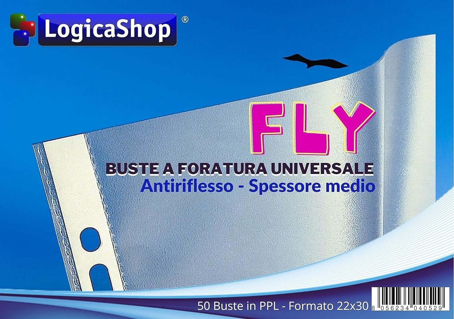 LogicaShop ® Fly Buste Forate Trasparenti Antiriflesso per Raccoglitor –