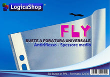 Cargar imagen en el visor de la galería, LogicaShop ® Fly Buste Forate Trasparenti Antiriflesso per Raccoglitore ad Anelli A4, Cartelline di Plastica con fori
