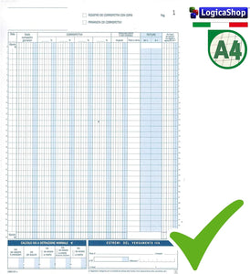 LogicaShop® Registro dei Corrispettivi Iva Giornalieri 12 Mesi, Libro Giornale Contabile in Duplice Copia, Blocco Autoricalcante Formato A4, Registri Contabilità Entrate Uscite