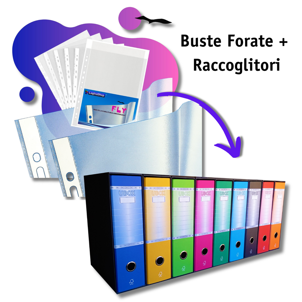 Buste Forate Antiriflesso e Raccoglitori ad Anelli da 3Pz