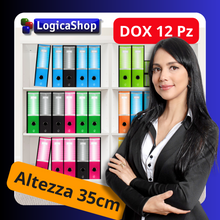 Load image into Gallery viewer, LogicaShop ® UBOX SET 12 A4 RING BINDERS WITH CASE – FILE FILE FILE FOLDER OFFICE ARCHIVES – DOX LEVER RECORDERS (Spine 8, Protocol 35cm, 9 Colours)
