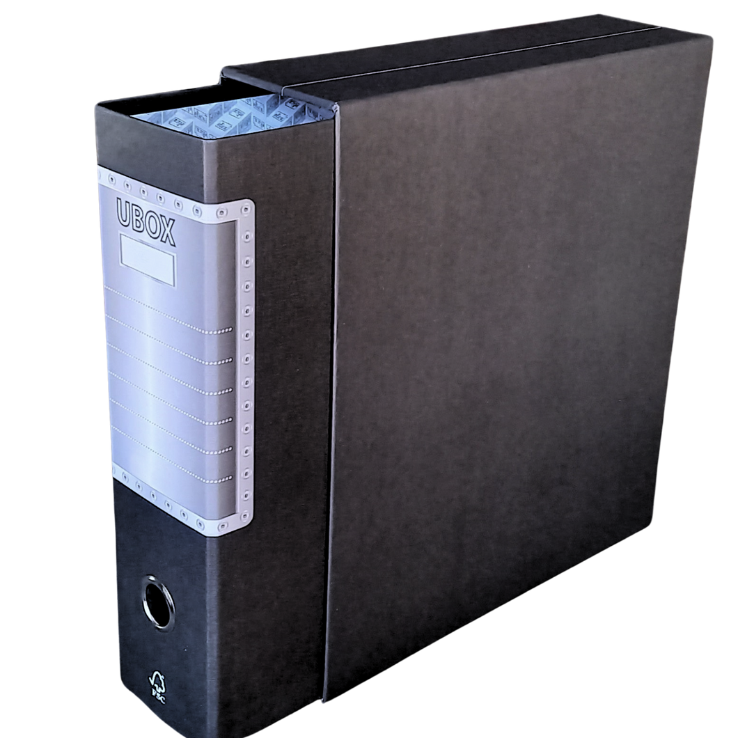 LogicaShop UBOX 1 RACCOGLITORE AD ANELLI A4 CON CUSTODIA – CLASSIFICATORI FALDONI DOCUMENTI ARCHIVIO UFFICIO – DOX REGISTRATORI A LEVA (Dorso 8, Commerciale 32cm, 9 Colori)