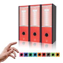 Cargar imagen en el visor de la galería, LogicaShop UBOX SET 3 RACCOGLITORI AD ANELLI A4 CON CUSTODIA – CLASSIFICATORI FALDONI DOCUMENTI ARCHIVIO UFFICIO – DOX REGISTRATORI A LEVA (Dorso 8, Protocollo 35cm, 9 Colori)
