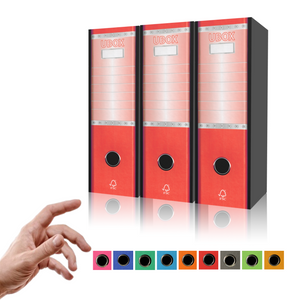 LogicaShop UBOX SET 3 RACCOGLITORI AD ANELLI A4 CON CUSTODIA – CLASSIFICATORI FALDONI DOCUMENTI ARCHIVIO UFFICIO – DOX REGISTRATORI A LEVA (Dorso 8, Protocollo 35cm, 9 Colori)
