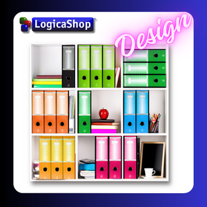 LogicaShop ® UBOX-SET, 12 A4-Ringbücher mit Etui – Aktenordner, Büroarchiv, Dox-Hebelschreiber (Rücken 8, kommerziell 32 cm, 9 Farben)