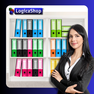 LogicaShop ® UBOX SET 12 A4 RING BINDERS WITH CASE – FILE FILE FILE FOLDER OFFICE ARCHIVES – DOX LEVER RECORDERS (Spine 8, Commercial 32cm, 9 Colours)