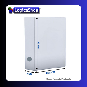 LogicaShop UBOX SET 12 RACCOGLITORI AD ANELLI A4 CON CUSTODIA – CLASSIFICATORI FALDONI DOCUMENTI ARCHIVIO UFFICIO – DOX REGISTRATORI A LEVA (Dorso 8, Protocollo 35cm, 9 Colori)